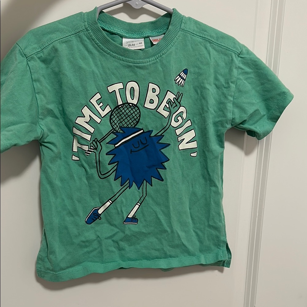 NWOT! Zara Green Kids Shirt with Fun Graphic